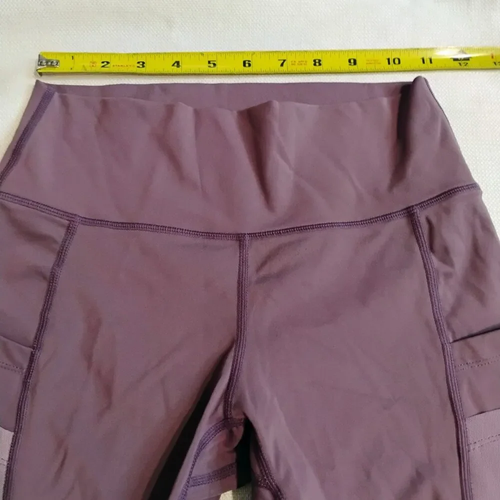 Seamaid Women’s Yoga Bike Shorts Small Purple 4" Inseam High Waist 4 Pockets - Picture 9 of 12
